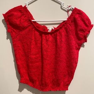 Red Aeropostale Floral Crop Top Sz S